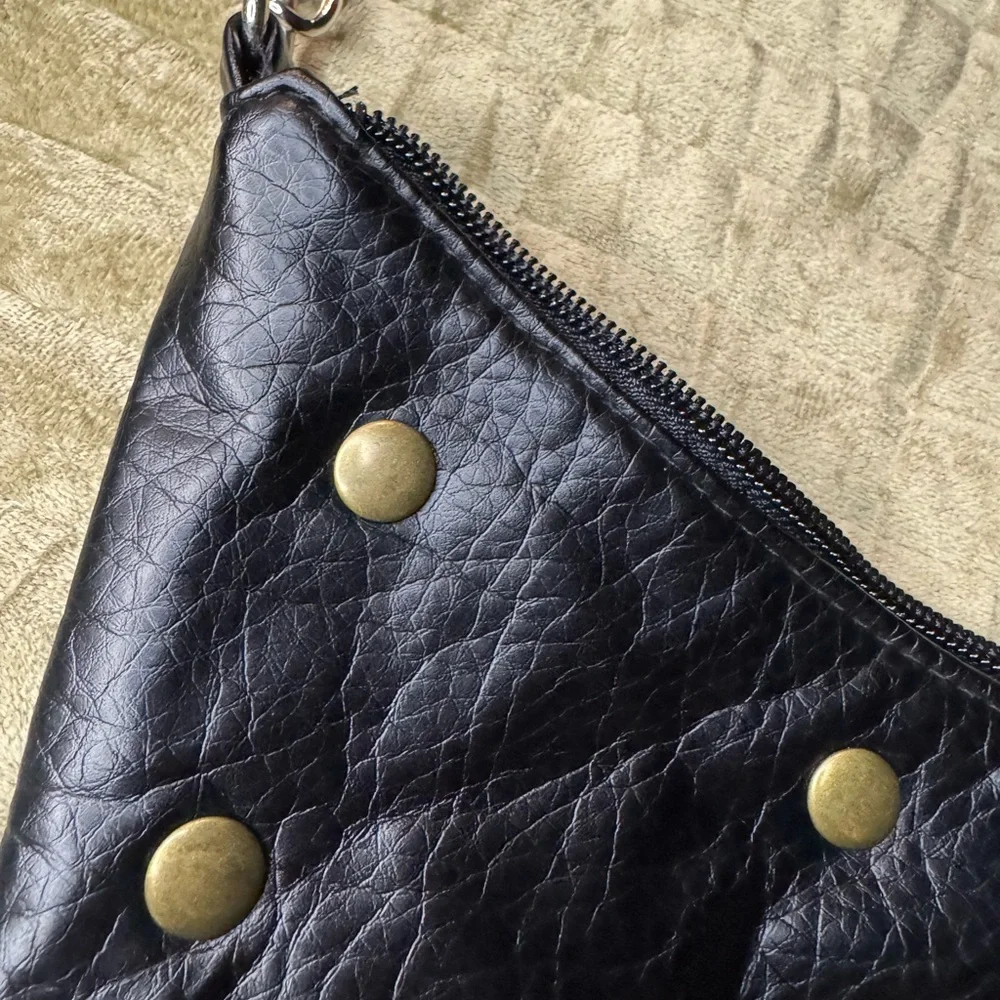 Gianinni Studded Black Faux Leather Shoulder Bag - Picture 7 of 9